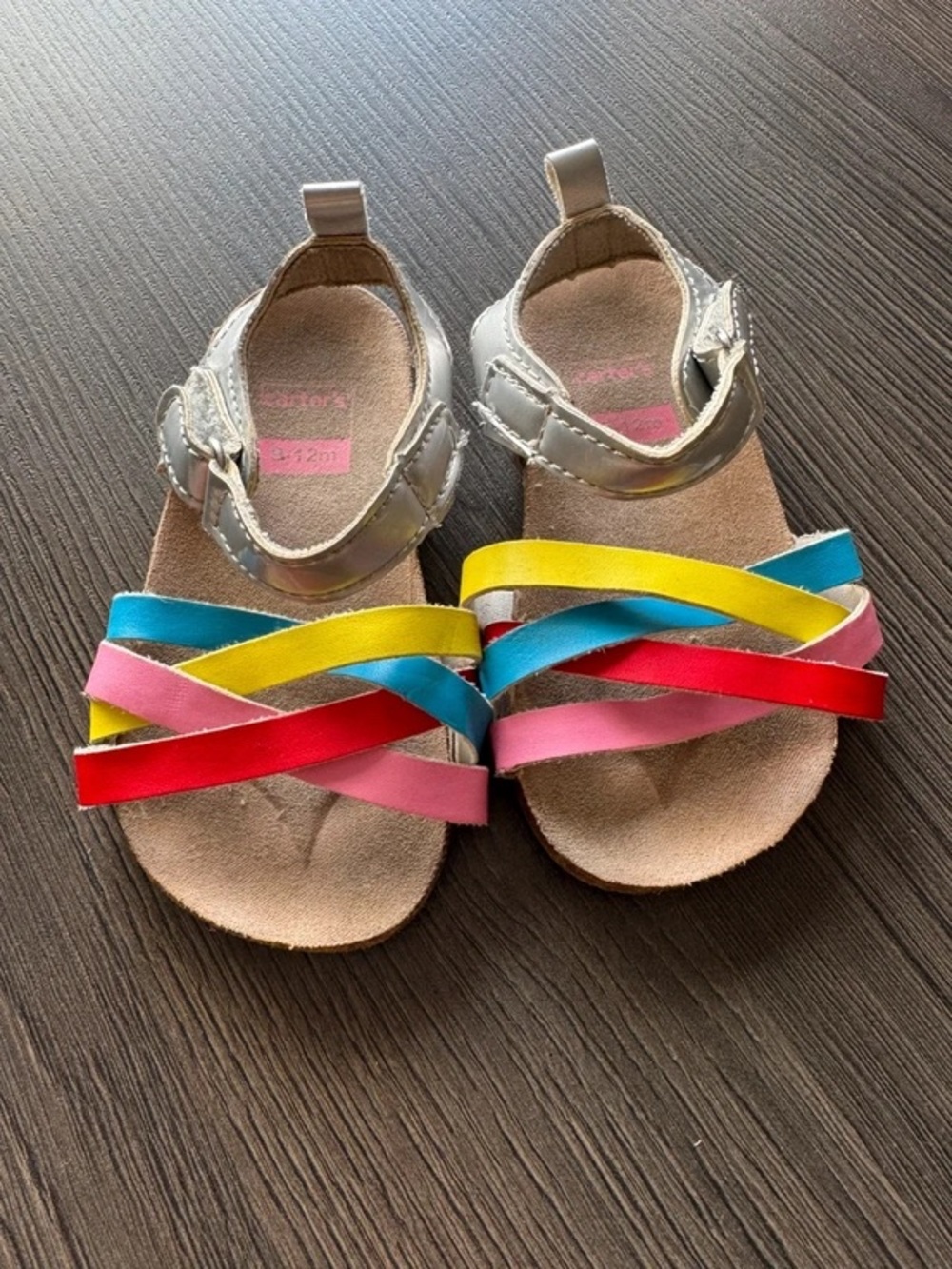 Kids Multi-Color Strappy Sandals - Silver Ankle Strap